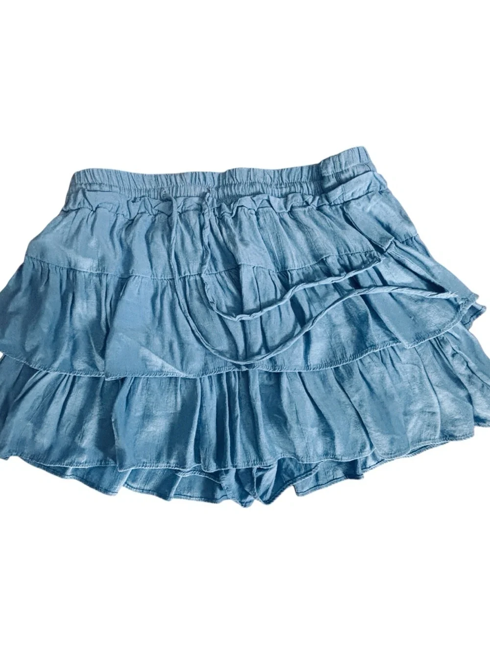 Love Tree Blue mini skirt with ruffles in size S